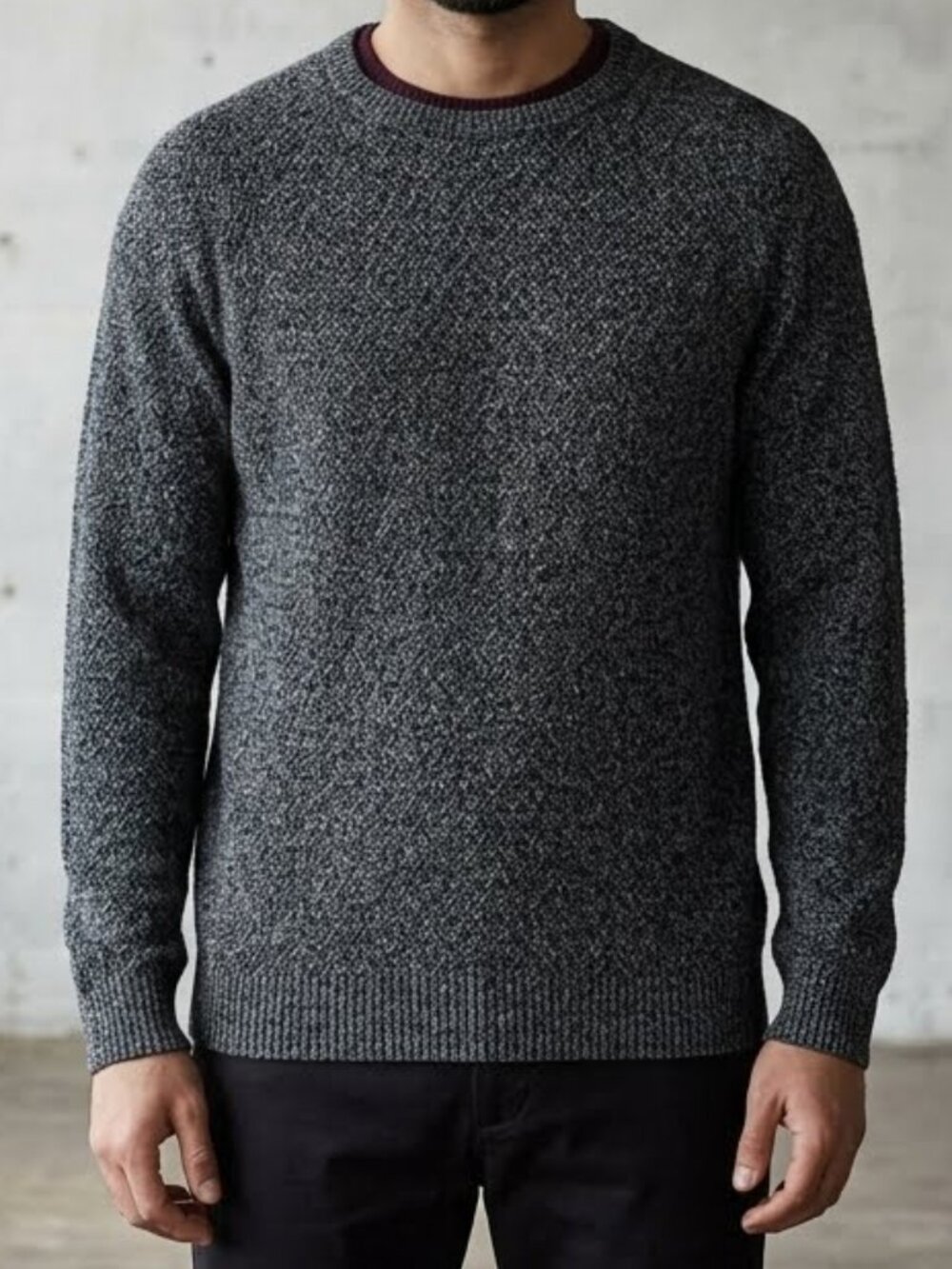 Ted Baker London Size 5 Men's Cable Knit Gray Black Cotton Blend Sweater XL